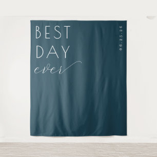 Celebratory Teal Typographic Tapestry