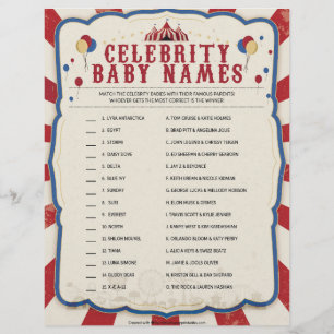 Celebrity Baby Names [Circus Theme] Custom Letterhead