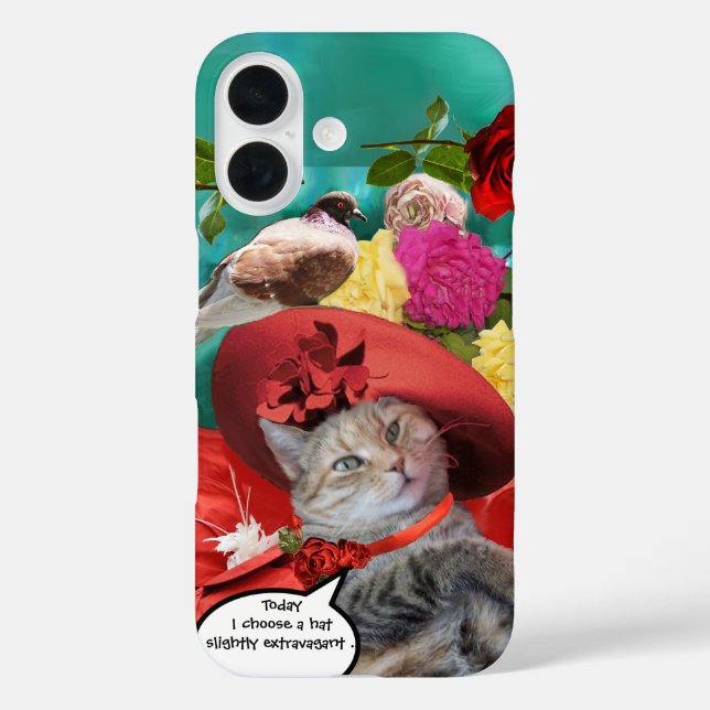CELEBRITY CAT PRINCESS TATUS, RED HAT WITH PIGEON Case-Mate iPhone CASE (Back)