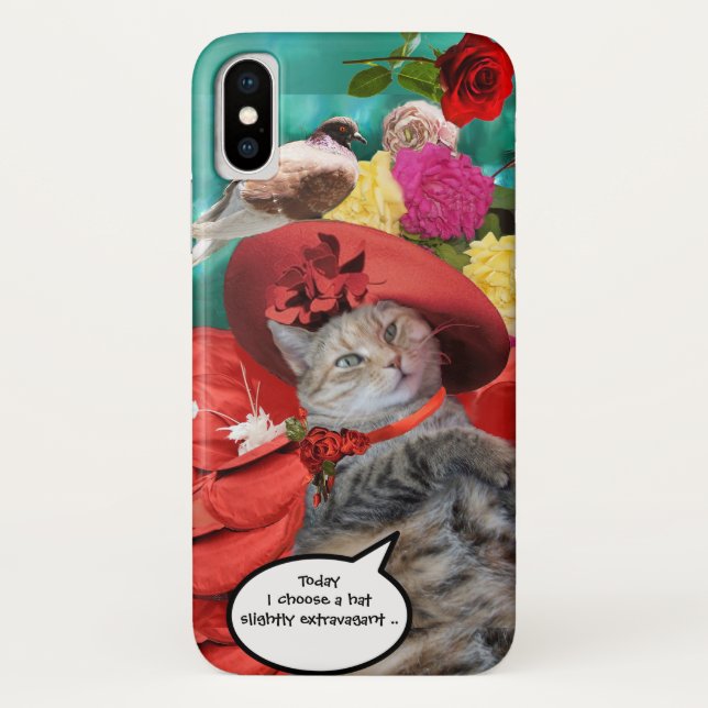 CELEBRITY CAT PRINCESS TATUS, RED HAT WITH PIGEON Case-Mate iPhone CASE (Back)