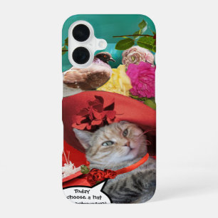 CELEBRITY CAT PRINCESS TATUS, RED HAT WITH PIGEON iPhone 16 CASE