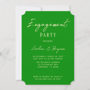 Celery and Forest Green Colours Engagement Party Invitation