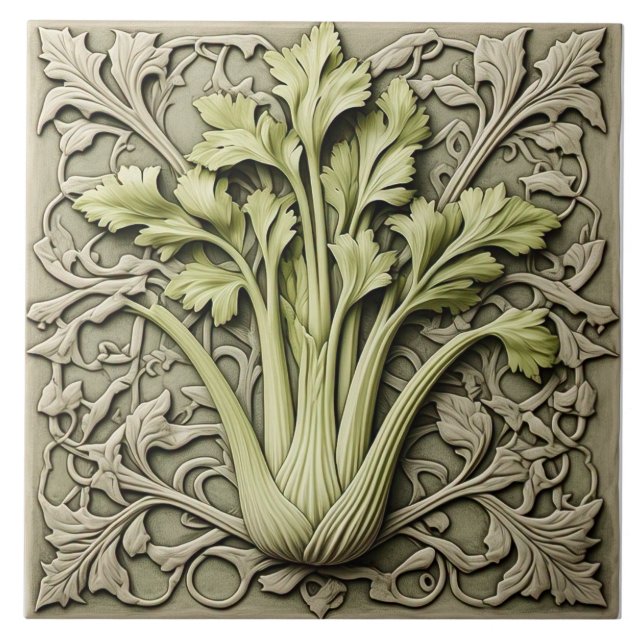 Celery - Art Nouveau Ceramic Tile (Front)