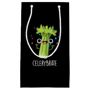 Celery-brate Funny Veggie Celery Pun Dark BG Small Gift Bag