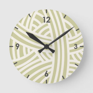 Celery Green Abstract Stylised Yarn Ball Round Clock