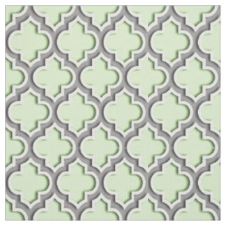 Celery Green, Dark Grey Moroccan Quatrefoil #5DS Fabric