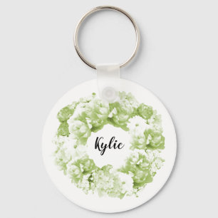 Celery Green Floral Wreath Bridesmaid Keychain