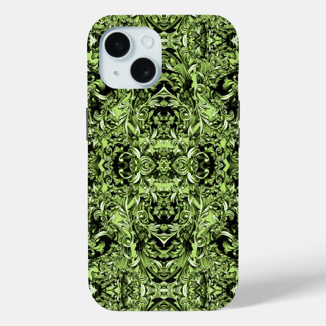 CELERY GREEN ITALIAN BAROQUE PRINT Case-Mate iPhone CASE (Back)
