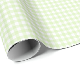 Celery Green   White Gingham Wrapping Paper