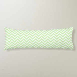 Celery Green, White Large Chevron ZigZag Pattern Body Cushion