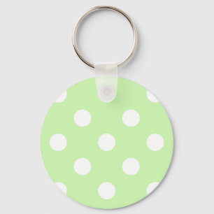 Celery Green White Large Polka Dot Pattern Key Ring