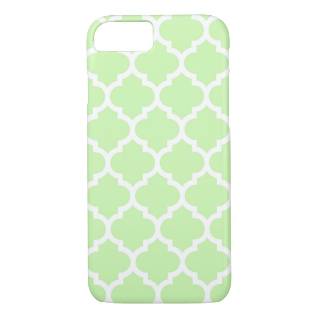 Celery Green White Moroccan Quatrefoil Pattern #5 Case-Mate iPhone Case (Back)
