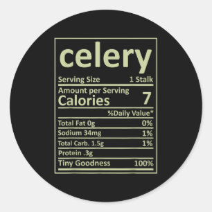 Celery Nutrition Thanksgiving Costume Food Facts X Classic Round Sticker