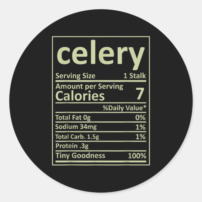 Celery Nutrition Thanksgiving Costume Food Facts X Classic Round Sticker (Front)