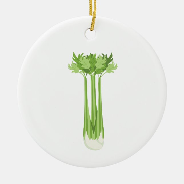 Celery Stalk Ceramic Tree Decoration (Front)