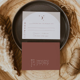 CELESTE Boho Moon & Stars Terracotta RSVP Invitation