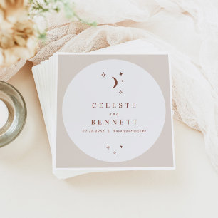 CELESTE Boho Moon & Stars Terracotta Wedding Napkin