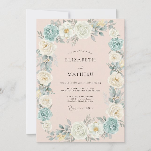 Celeste Champagne Rose Wedding Invitation (Front)