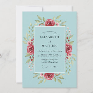 Celeste Crimson Petal Wedding Invitation