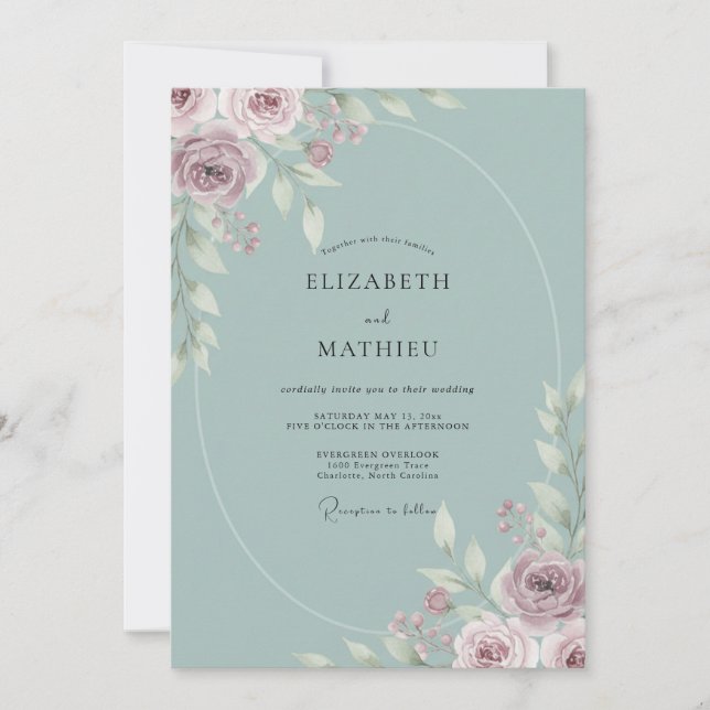 Celeste Mauve Peony Wedding Invitation (Front)