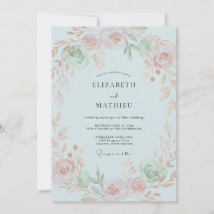 Celeste Peach Petal Wedding Invitation