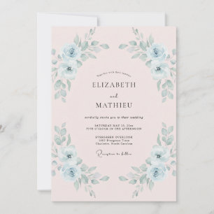 Celeste Soft Pink Painted Wedding Invitation