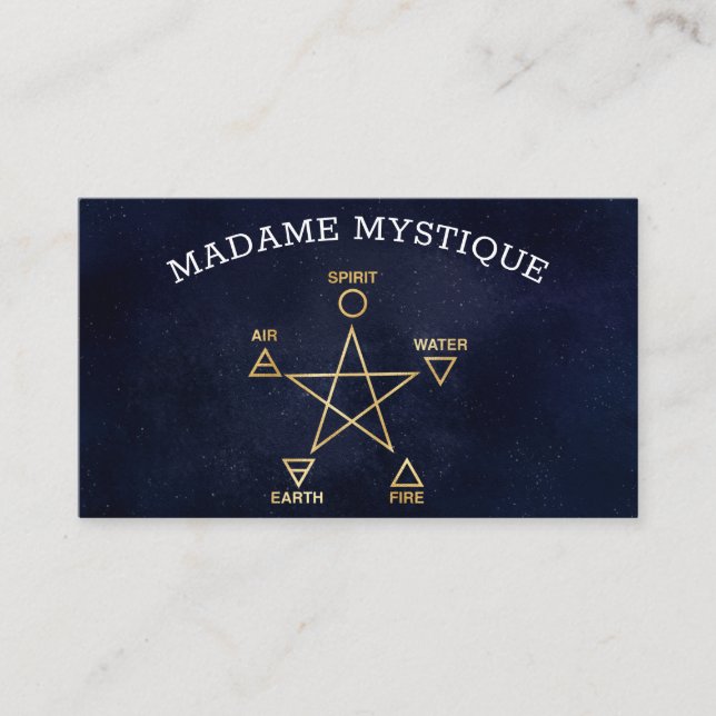 Celestial 5 Elements Pentagram Psychic Business Business Card (Front)