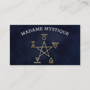 Celestial 5 Elements Pentagram Psychic Business Card