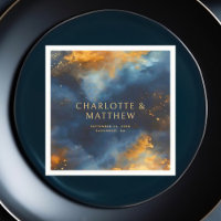 Celestial Abstract Blue Golden Names Wedding