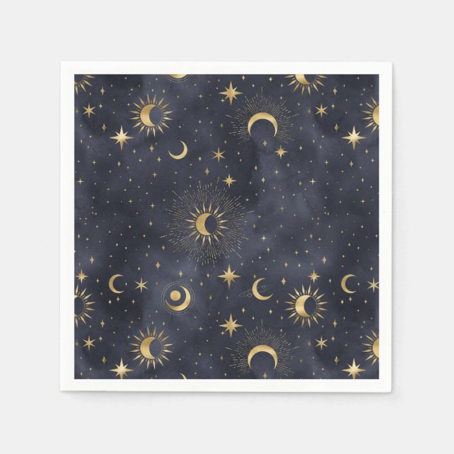 Celestial abstract night sky napkins (Front)