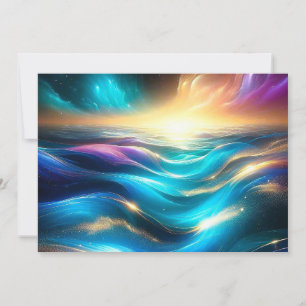 Celestial Abstract Ocean Sunrise Holiday Card