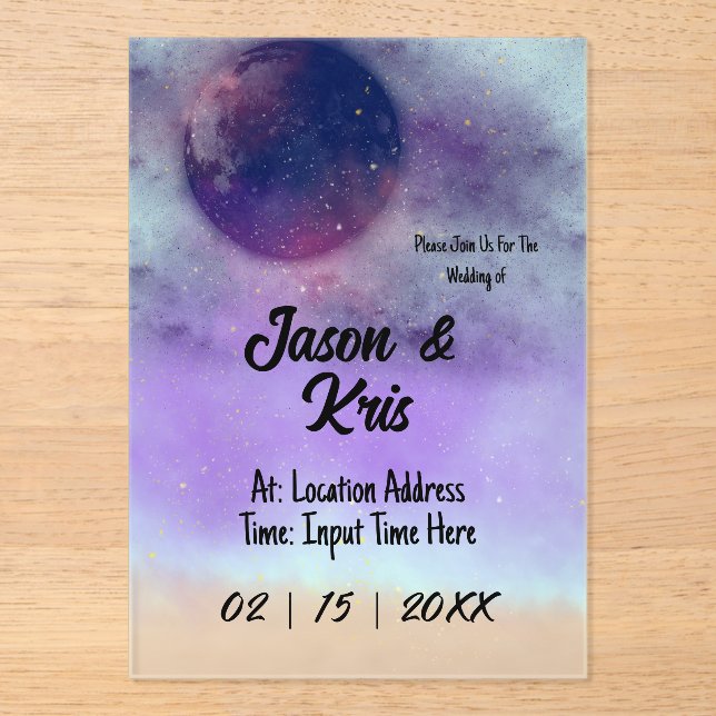 Celestial Acrylic Wedding Invitation (Front)