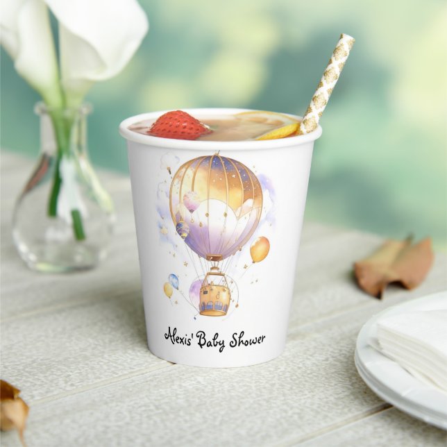 Celestial Adventure: Hot Air Balloon Baby Shower Paper Cups (Insitu)