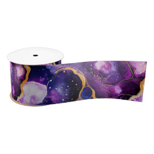 Celestial Agate Cosmic Abstract Mineral Pattern Satin Ribbon