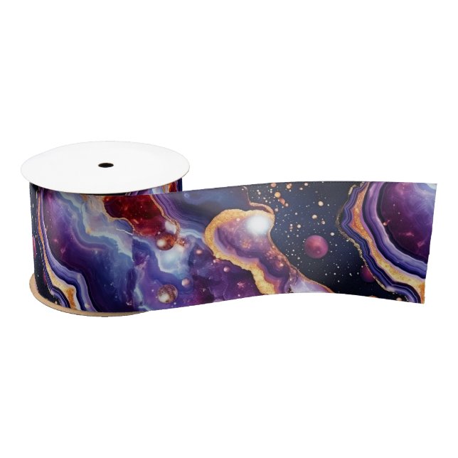 Celestial Agate | Cosmic Galaxy Stone Satin Ribbon (Spool)