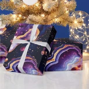 Celestial Agate   Cosmic Galaxy Stone Wrapping Paper