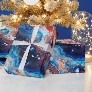 Celestial Agate Fiery Cosmic Stone Pattern Wrapping Paper