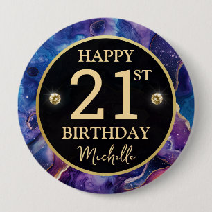 Celestial Agate Glitter Birthday Badge