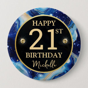 Celestial Agate Glitter Birthday Badge