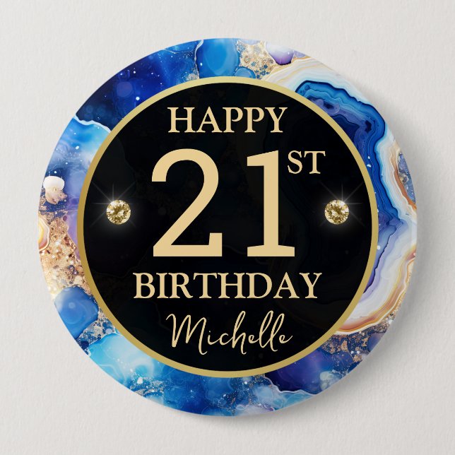Celestial Agate Glitter Birthday Badge (Front)