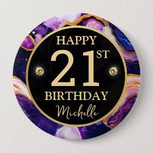 Celestial Agate Glitter Birthday Badge
