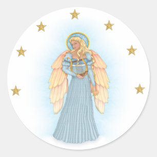 Celestial Angel Classic Round Sticker