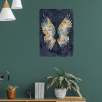 Celestial Angel Wings Map Fine Art Print | Fantasy