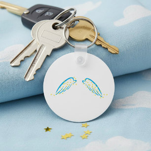 Celestial Angel Wings with Sparkling Stars Key Ring