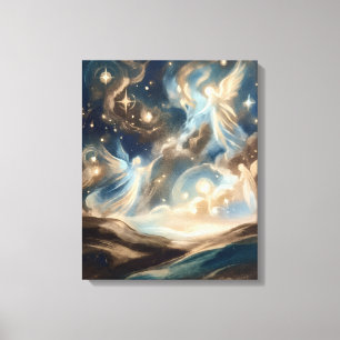 Celestial Angels Starry Night Canvas Print
