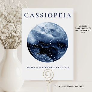 Celestial, Any Constellation Blue and Grey Table Number