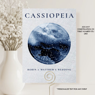 Celestial, Any Constellation Blue and Silver Table Number