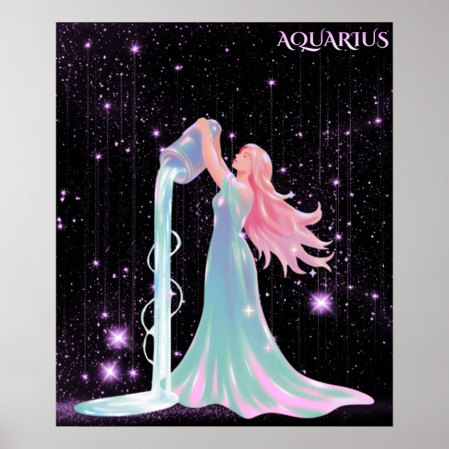 Celestial Aquarius – Astrology Art Poster (Front)