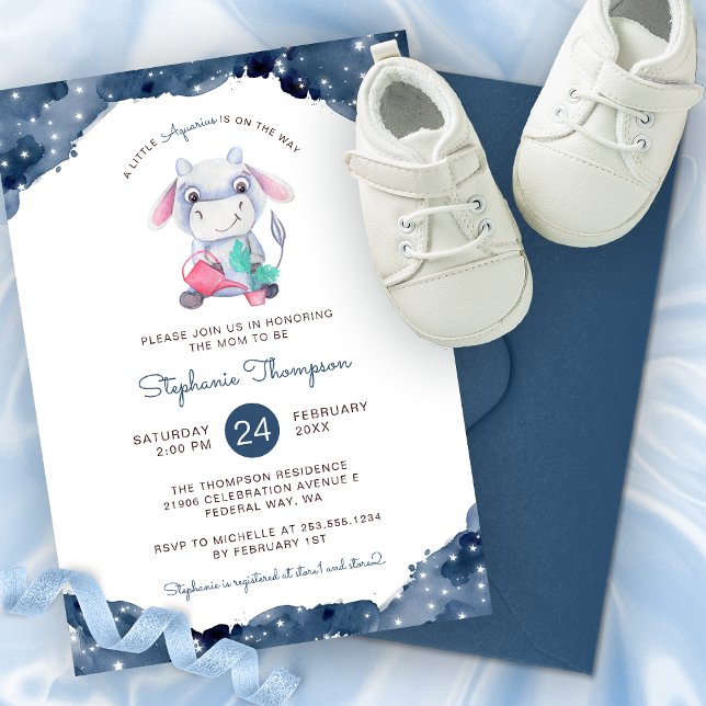 Celestial Aquarius Astrology Sign Baby Shower Invitation (Celestial Aquarius Astrology Sign Baby Shower Invitation)