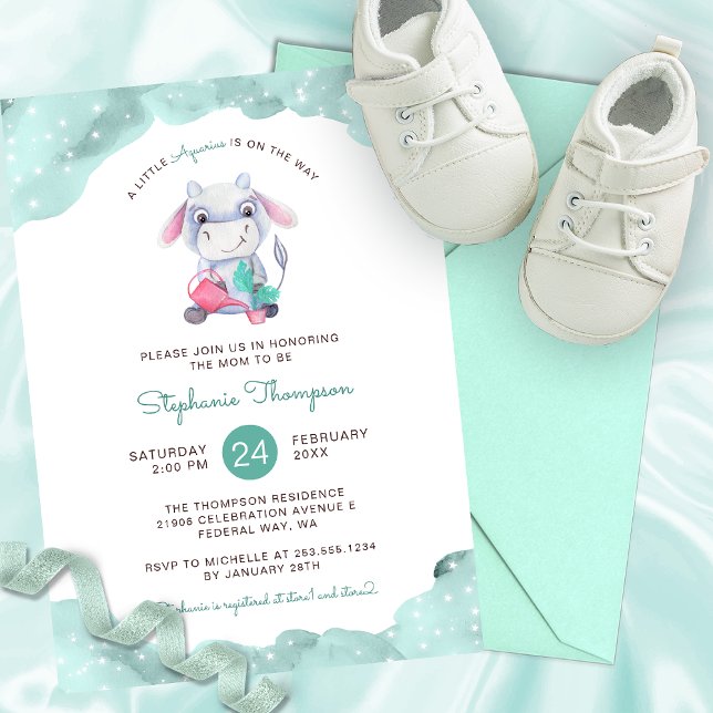 Celestial Aquarius Astrology Sign Baby Shower Invitation (Celestial Aquarius Astrology Sign Baby Shower Invitation)